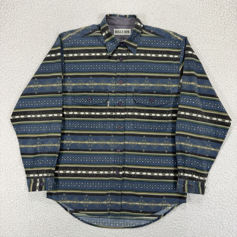 VTG Bugle Boy Aztec Flannel Shirt Men's S 90s Grunge South Western Streetwear